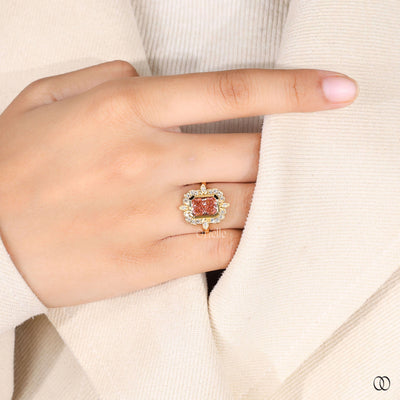 marquise outline halo diamond yellow gold ring
