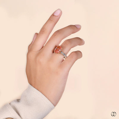 pave diamond ring radiant cut engagement ring
