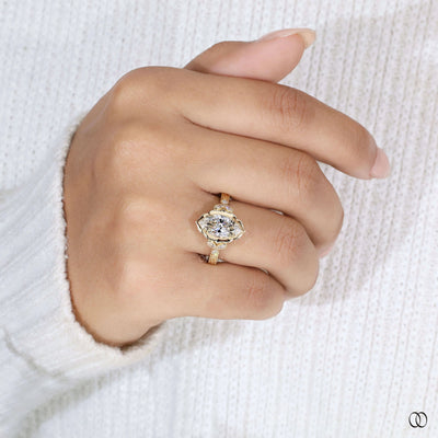 Handmade ring crafted as marquise engagement ring
