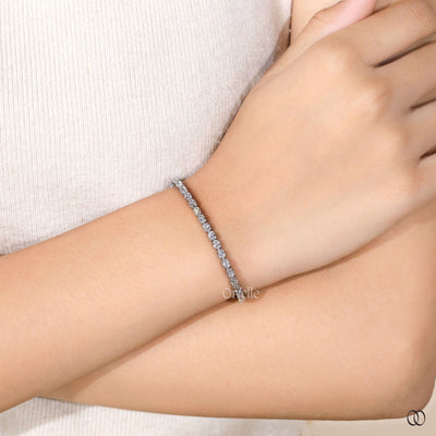 oval diamond bracelet shared prong tennis band
