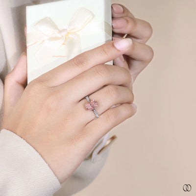 Lab grown elongated cushion cut diamond ring with 4 prong setting
