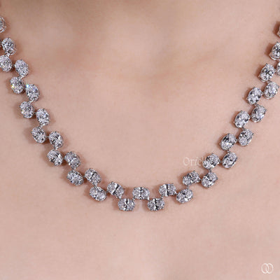 luxury statement chain oval diamond necklace
