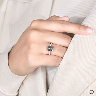 salt and pepper ring white gold pave band
