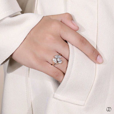 bypass ring setting pear marquise diamond ring
