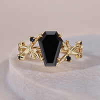 Gothic Nature Inspired Coffin Shaped Engagement Ring