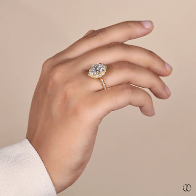 Hidden unique design ring with subtle diamond details
