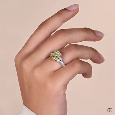 white gold diamond ring radiant cut design
