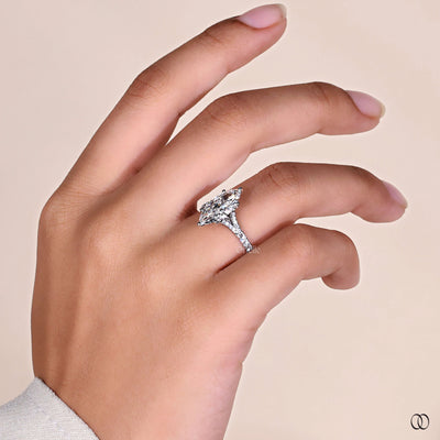 handmade ring marquise diamond white gold
