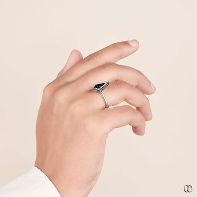 gray diamond ring 5 prong solitaire setting
