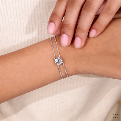 double chain style bracelet round diamond design

