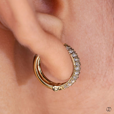 handmade earrings yellow gold diamond hoops
