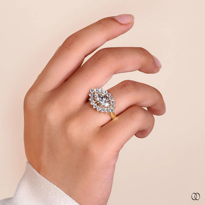 handmade ring yellow gold marquise diamond ring
