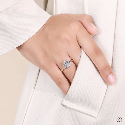 radiant cut diamond ring prong gold setting
