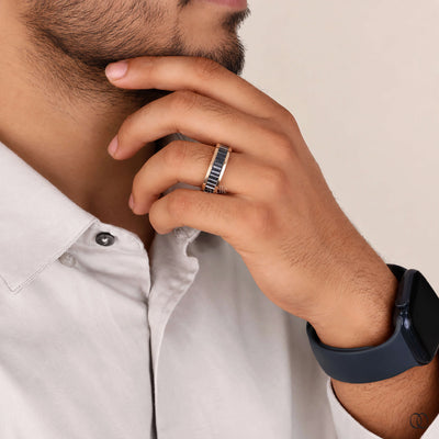 Stacking wedding band with a delicate diamond setting
