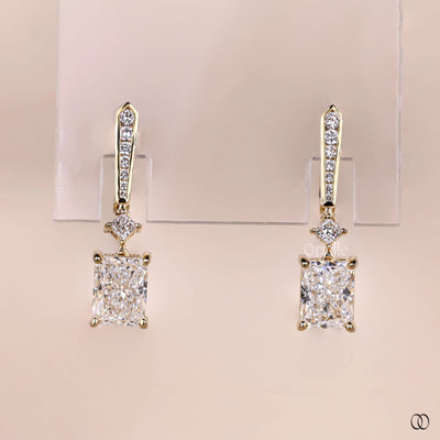 Drop Style Huggies Radiant And Princess Cut Earrings