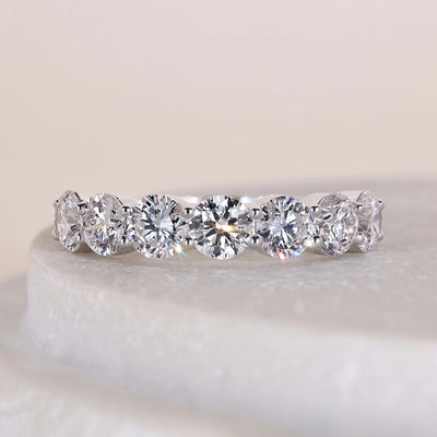 seven stone eternity band round cut diamond ring

