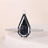 Solitaire Style Shield Cut Gray Moissanite Ring Gift For Her