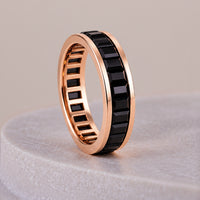Baguette Black Diamond Wedding Band With Channel Set