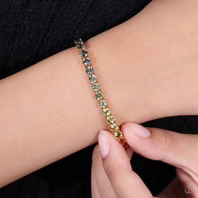 prong setting rainbow moissanite bracelet style
