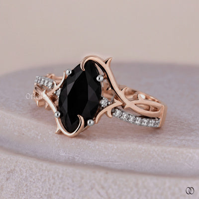 nature inspired black moissanite ring
