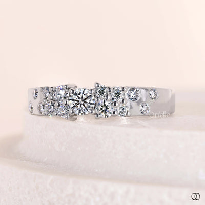 prong setting band cluster moissanite wedding band
