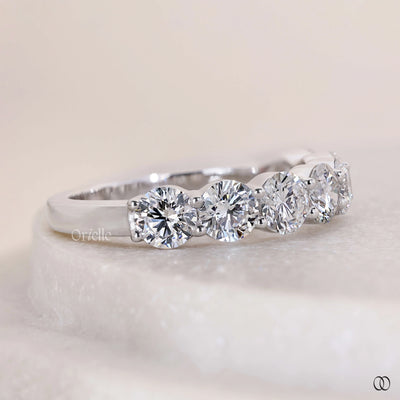white gold seven stone diamond band ring
