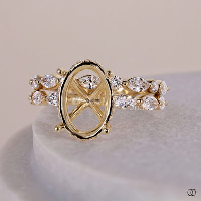 Pavé engagement ring with diamonds along the band
