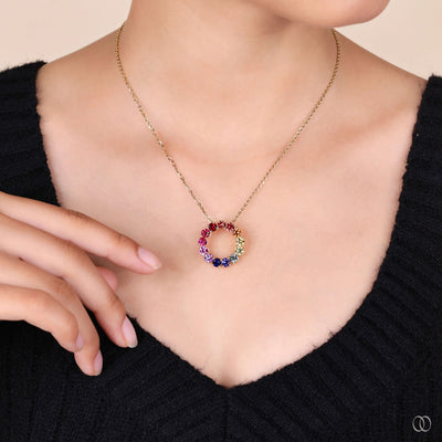 designer pendant multi colour stone necklace
