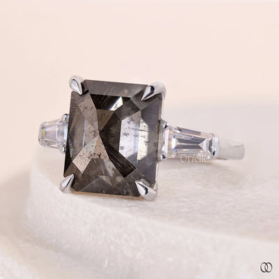 claw prong setting salt pepper diamond ring
