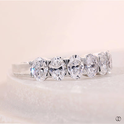 white gold oval diamond eternity band

