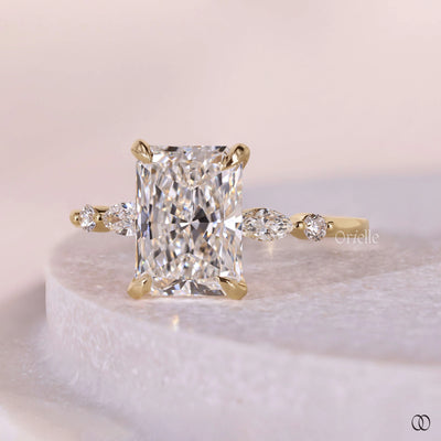 Radiant cut engagement ring with elegant diamond setting
