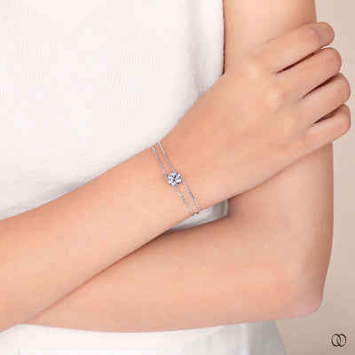 handmade white gold round diamond bracelet
