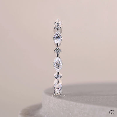 white gold band marquise moissanite wedding ring
