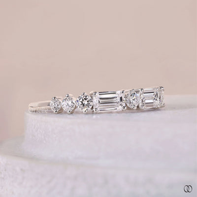 half eternity wedding band round diamond style
