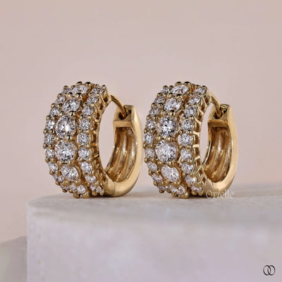 14k yellow gold diamond huggie earrings
