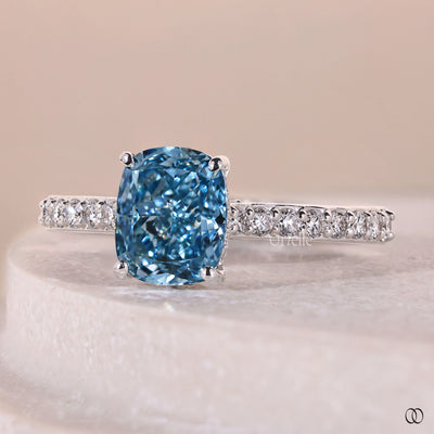 hidden halo ring cushion cut diamond ring
