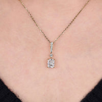 Radiant And Princess Cut Diamond Pendant With 14K Gold Chain