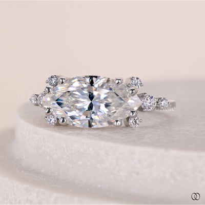 White Gold East West Marquise Engagement Ring For Her