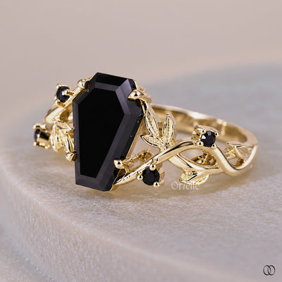 Gothic Nature Inspired Coffin Shaped Engagement Ring
