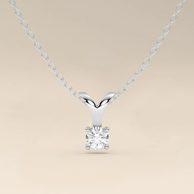 solitaire moissanite pendant silver classic style
