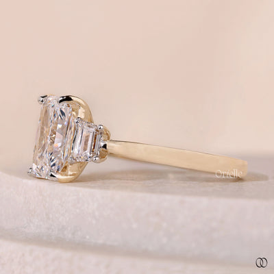 yellow gold ring three stone diamond ring
