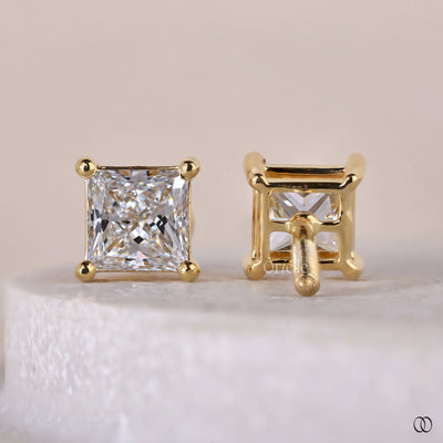 4 prong diamond stud earrings princess cut
