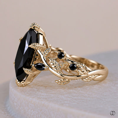 leaf diamond ring yellow gold
