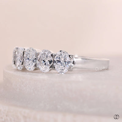 basket setting half eternity wedding band

