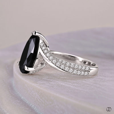 Bypass Setting Pear Cut Rose Cut Engagement Ring