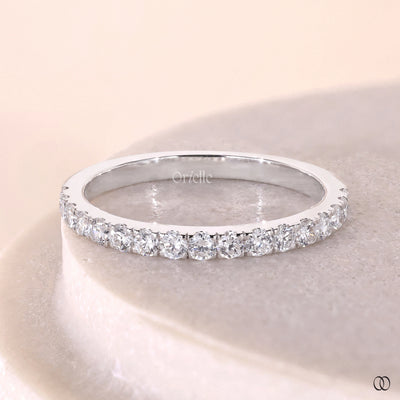 Round Diamonds Half With Eternity Wedding Band Gift For Her