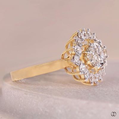yellow gold ring cathedral setting diamond ring

