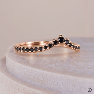 14k Gold Round Cut Curved Style Rose Gold Wedding Band