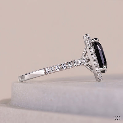 Coffin cut ring with a unique gothic inspired design