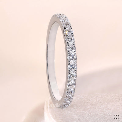 pave setting wedding bands white gold ring
